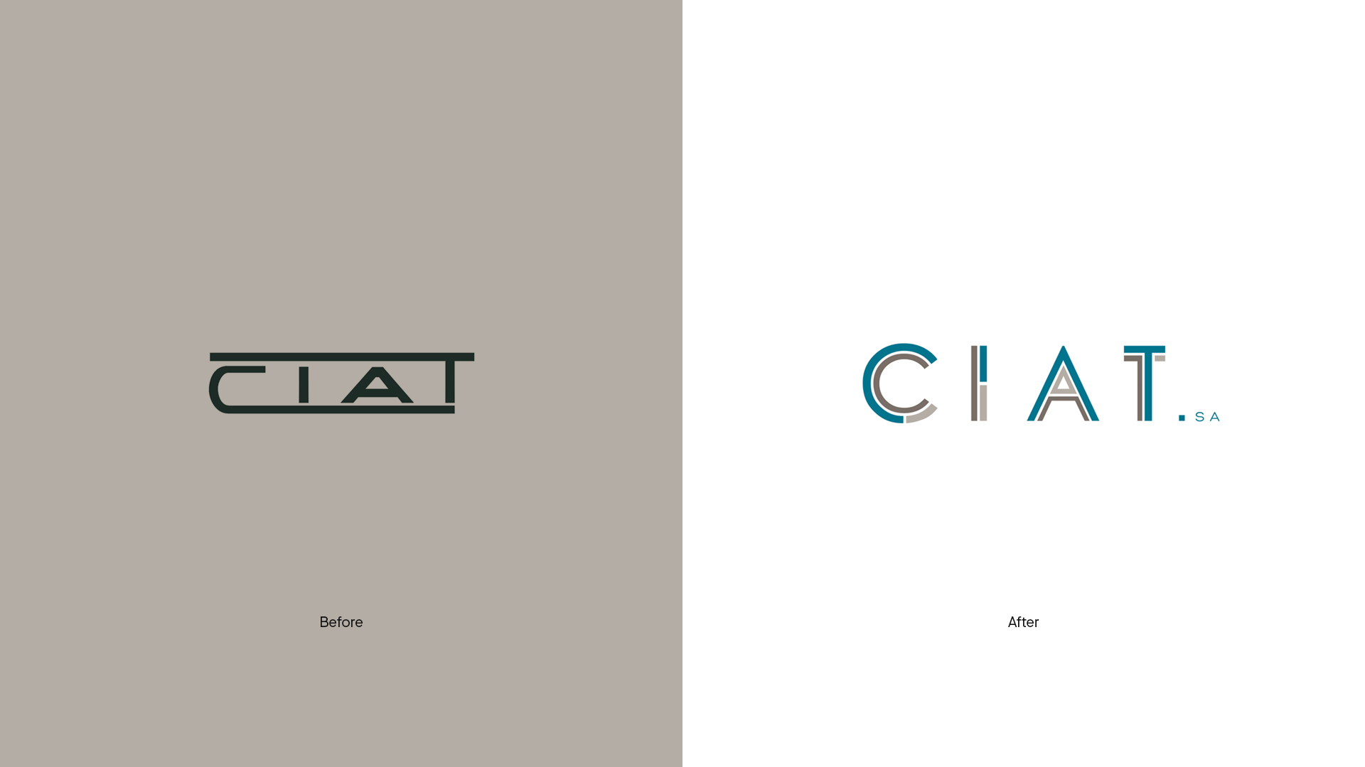 Antes y después del branding corporativo para la empresa sostenible CIAT por Nomon Design, agencia de branding