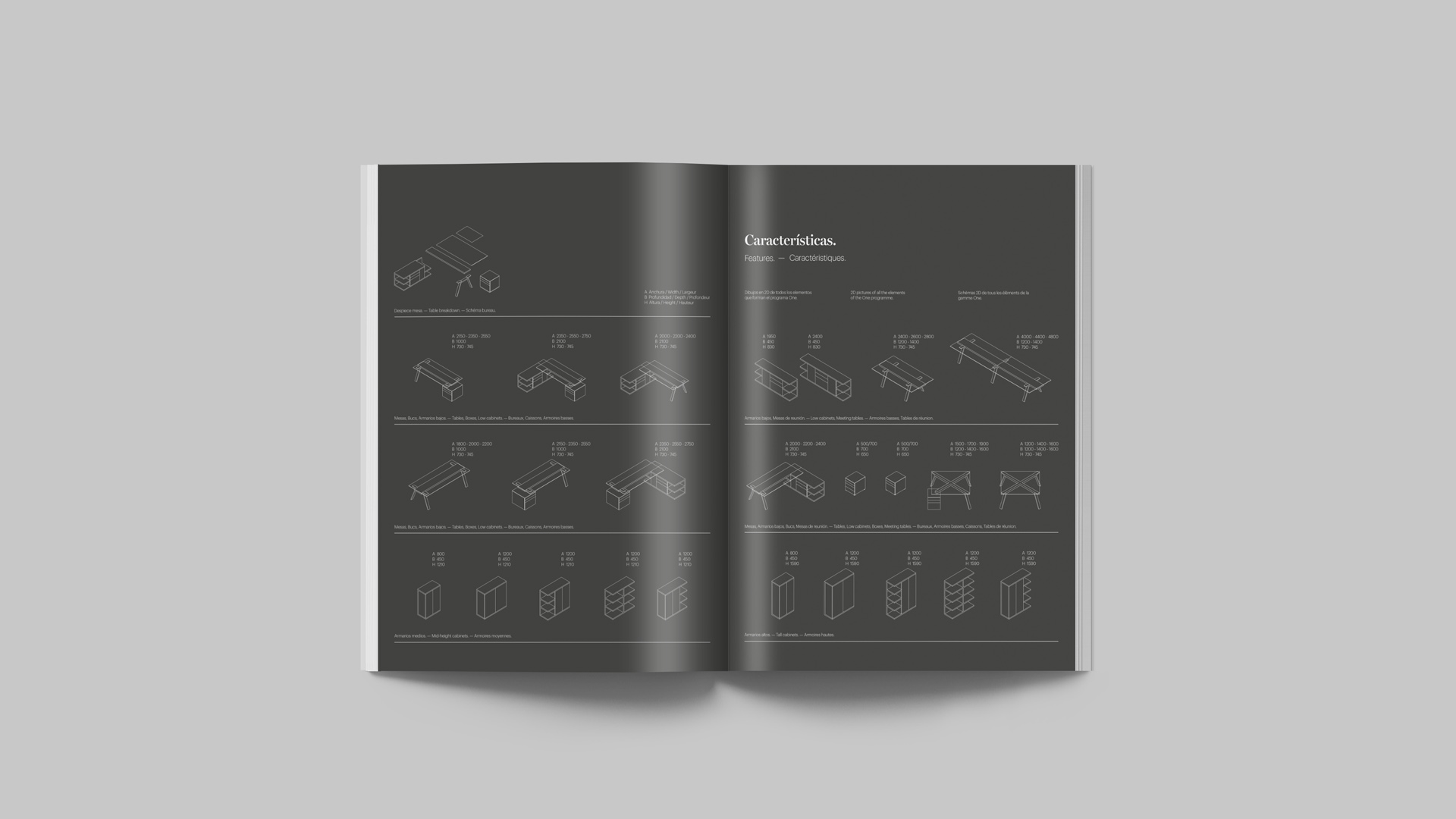 Índice del diseño editorial de la colección One de Gabriel Teixidó para Aridi por Nomon Design, agencia de branding