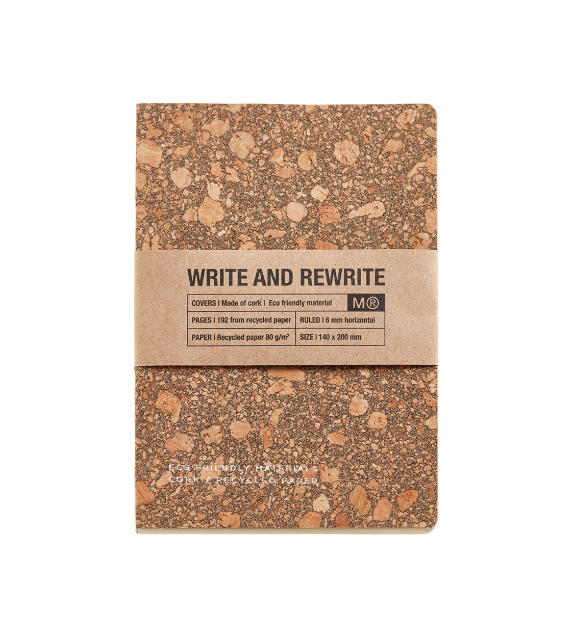 Cuaderno de corcho reciclado de Miquelrius con mensaje ecológico diseñado por NOMON DESIGN, agencia de branding