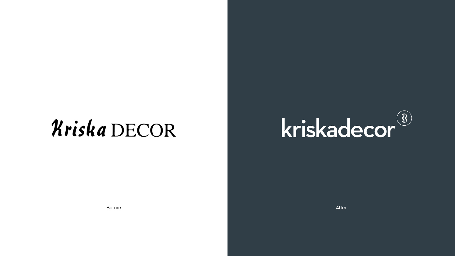 Caso de éxito: antes y después del branding corporativo de Kriskadecor por Nomon Design, agencia de branding