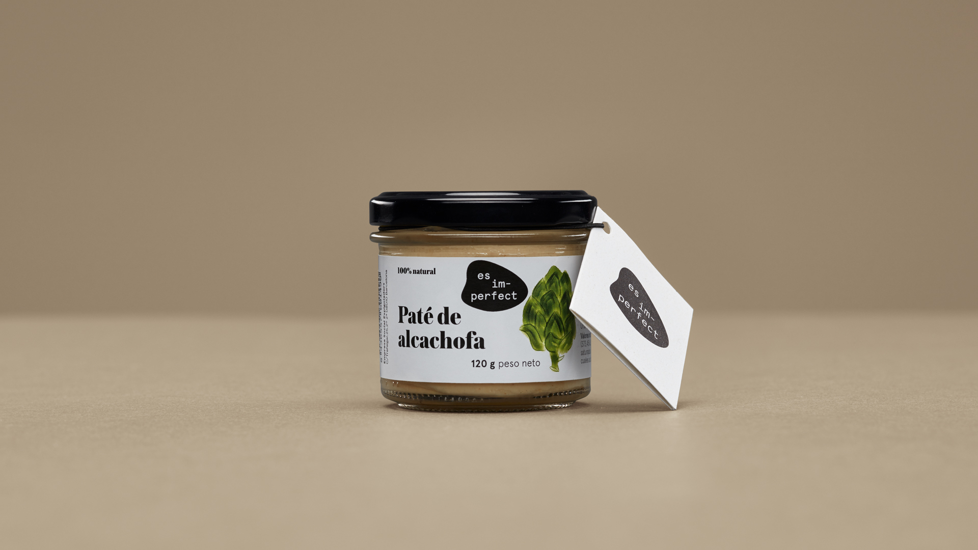 Packaging del paté de alcachofa es im-perfect diseñado por Nomon Design, agencia de branding.