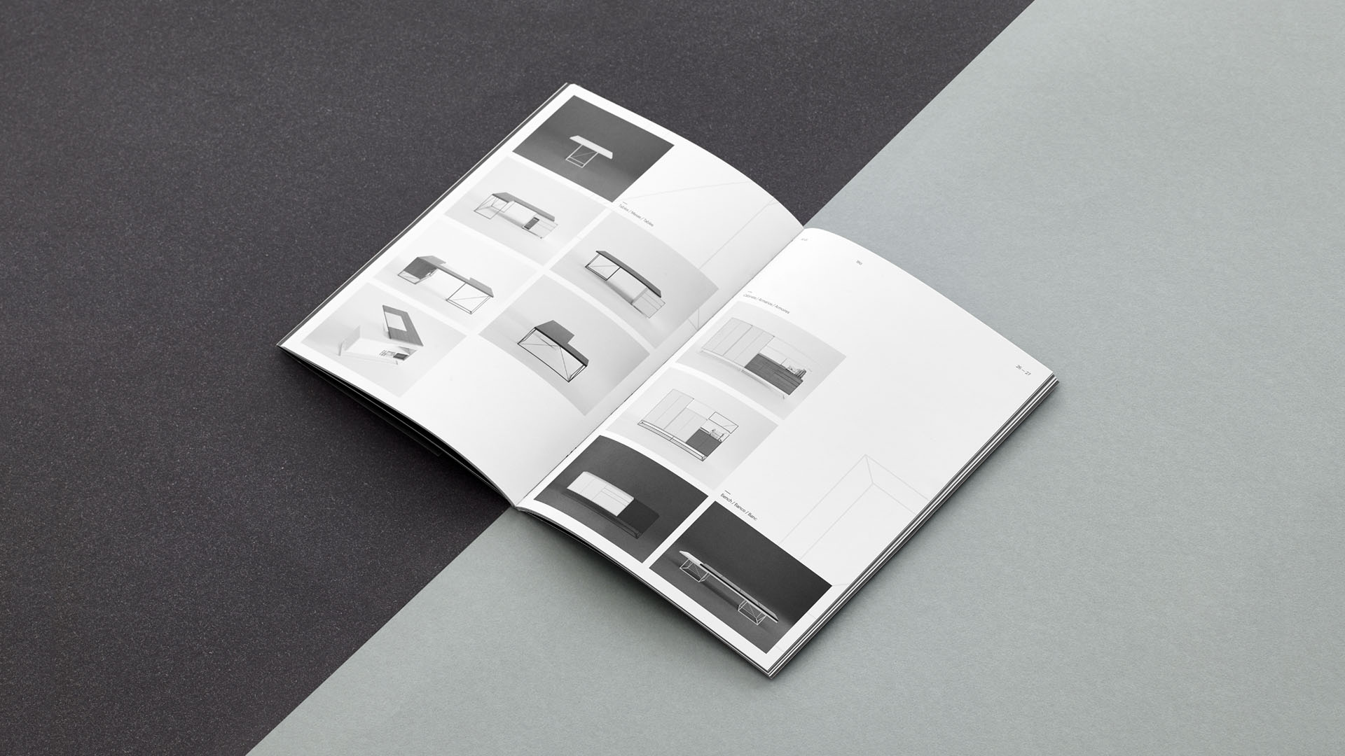 Interiores del diseño editorial del catálogo WO de Aridi por Nomon Design