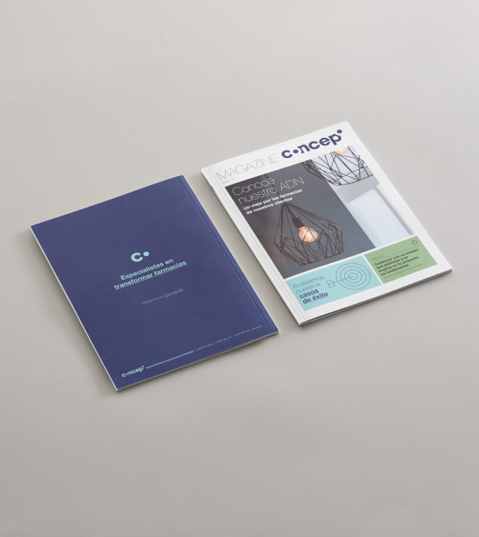 Diseño del catálogo corporativo para Concep por Nomon Design, agencia de branding, diseño gráfico y packaging de Barcelona.