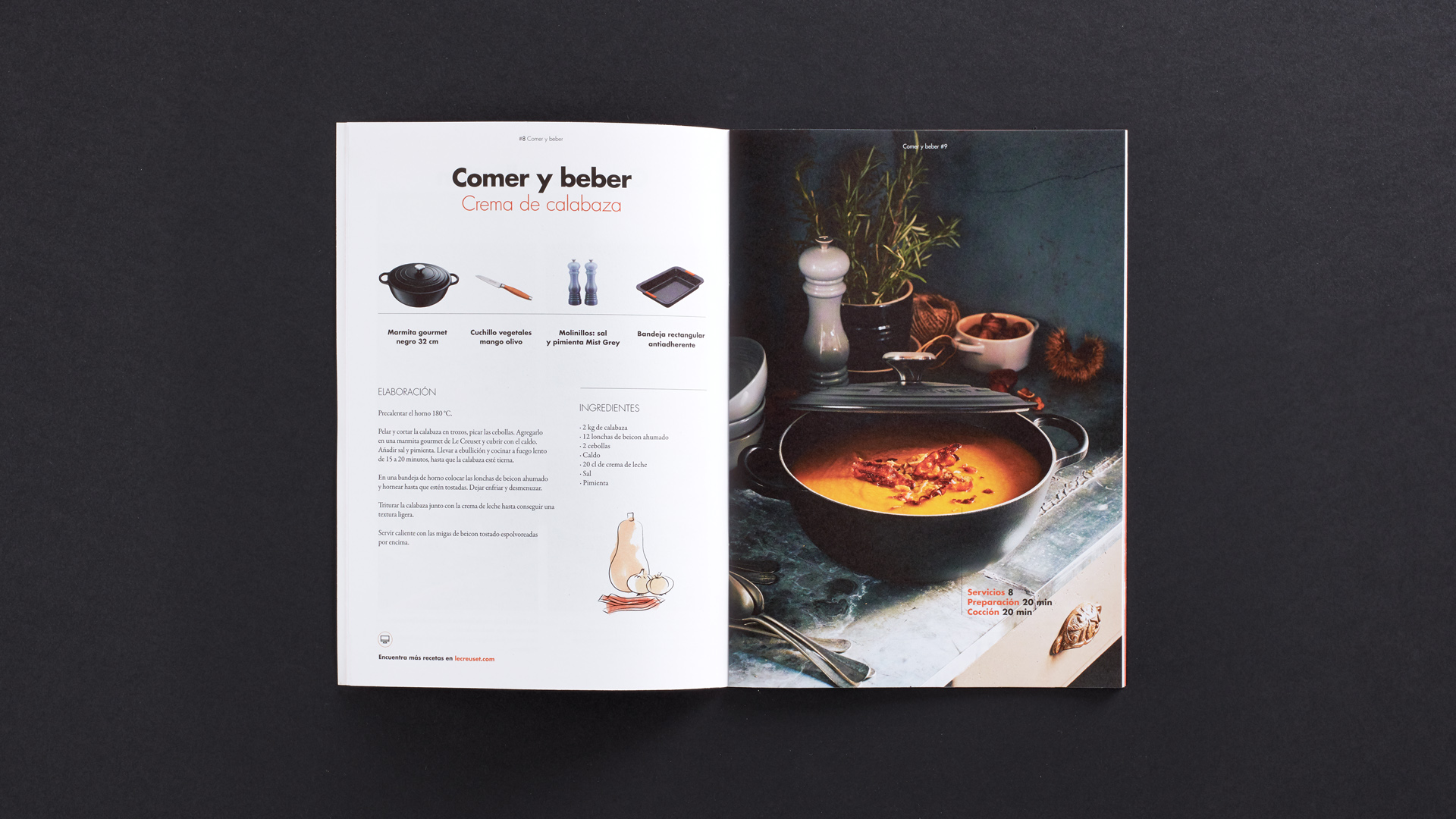 Diseño editorial de Bistro de Le Creuset por Nomon Design, agencia de branding
