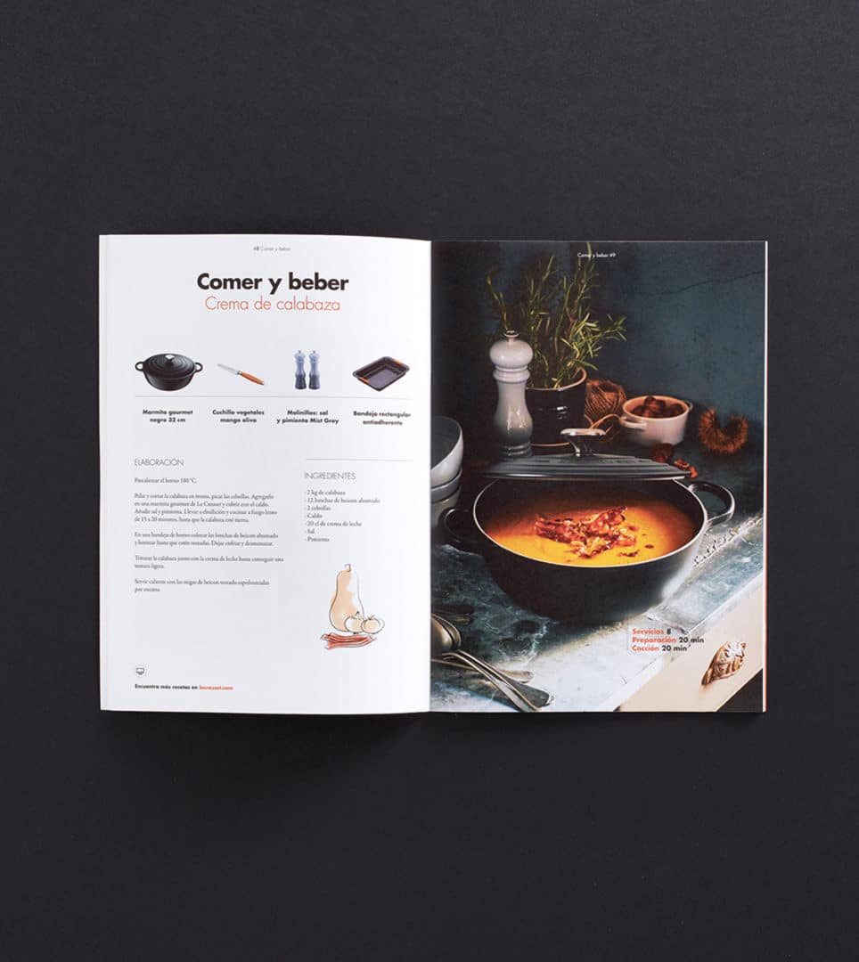 Diseño editorial de Bistro de Le Creuset 3 por Nomon Design, agencia de branding