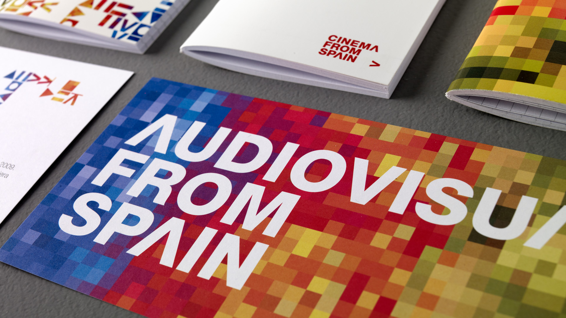 Branding corporativo de la marca Audiovisual from Spain de ICEX por Nomon Design, agencia de branding, diseño gráfico y packaging de Barcelona.