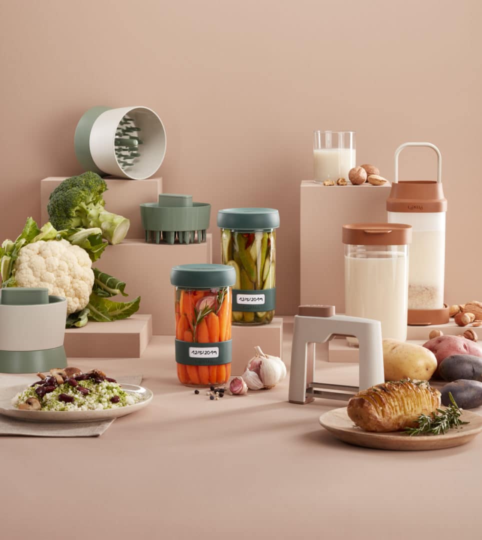 Diseño de packaging e imagen de Veggie Tools de Lékué por Nomon Design, agencia de branding, diseño gráfico y packaging de Barcelona.