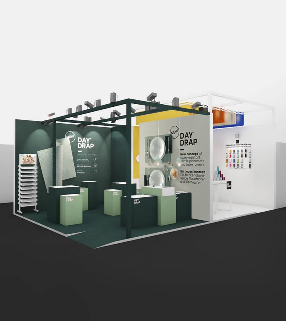 Retail branding stand MY DRAP y DAY DRAP de Nomon Design, agencia de branding