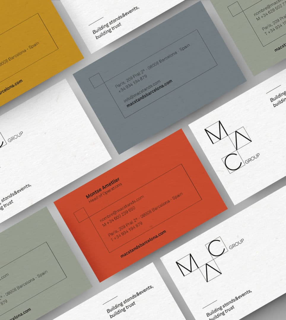 Branding aplicado en tarjetas para MAC Group de NOMON DESIGN, agencia de branding