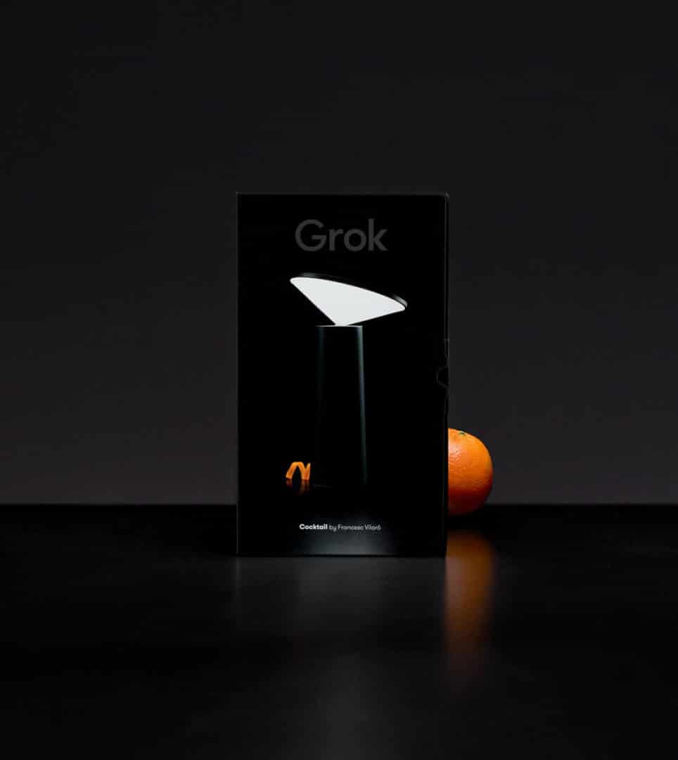 Diseño de packaging de Cocktail de Francesc Vilaró para Grok por Nomon Design, agencia de branding