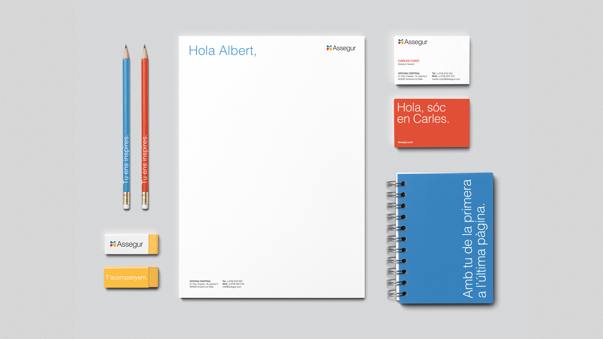 Materiales de comunicación de la aseguradora andorrana Assegur por Nomon Design, agencia de branding