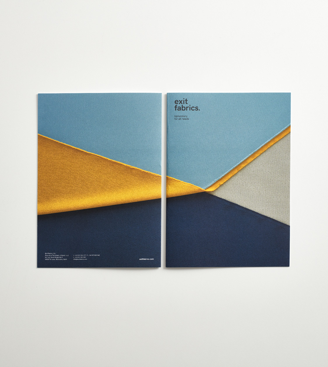 Branding aplicado en editorial para Exit Fabrics por Nomon Design, agencia de branding