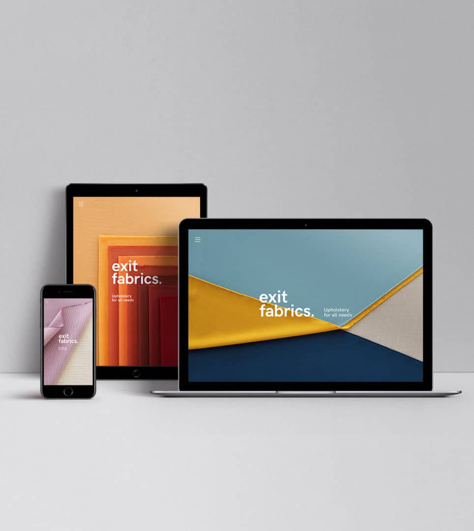 Branding aplicado en digital para Exit Fabrics por NOMON DESIGN, agencia de branding de Barcelona
