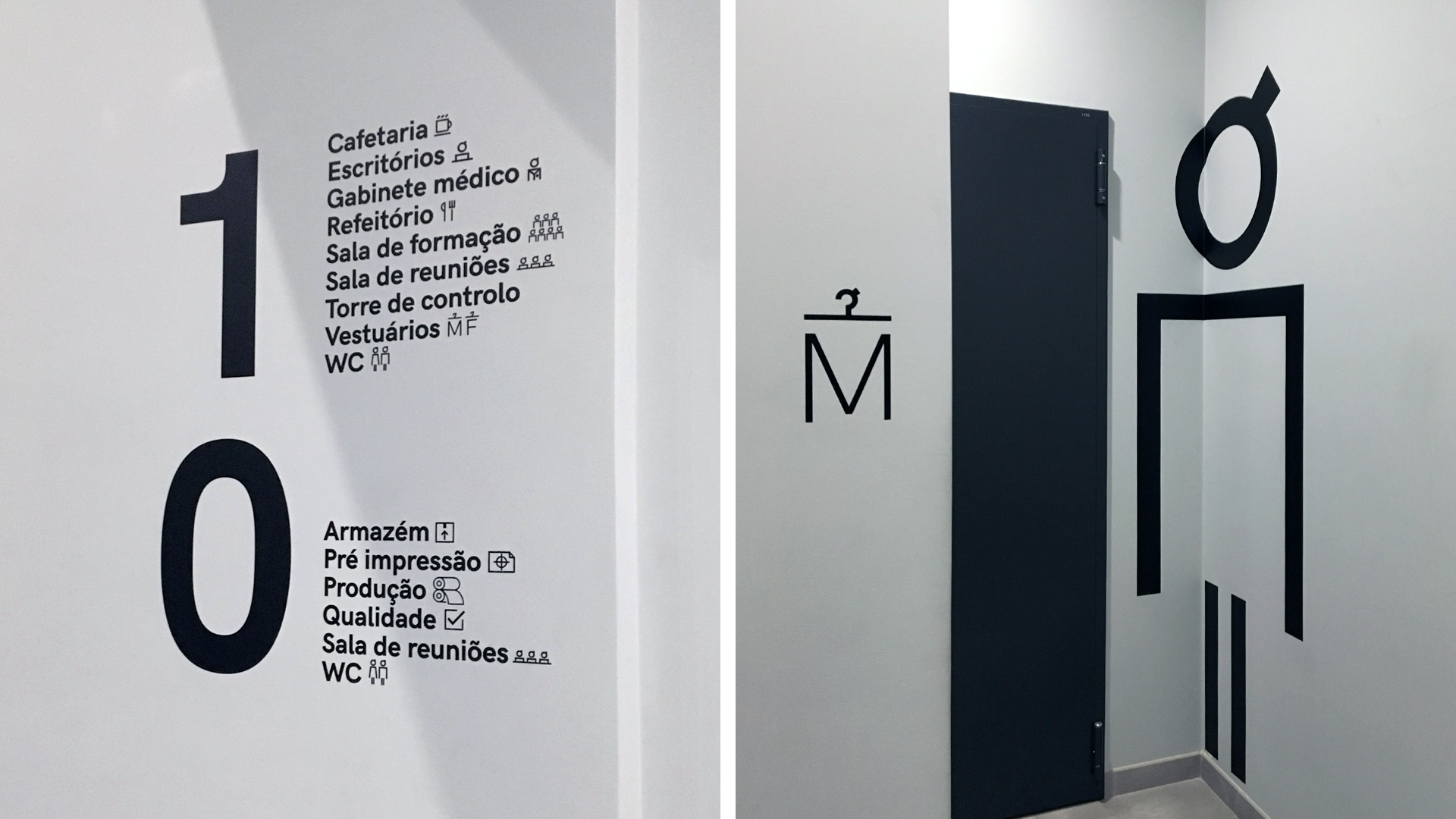 Señalética del nuevo branding de Gráfica Ideal por Nomon Design, agencia de branding