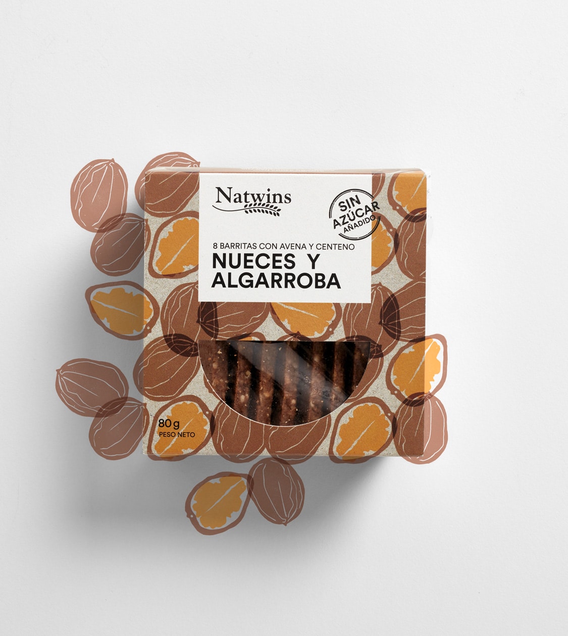 Diseño de packaging e ilustración de Natwins por Nomon Design, agencia de branding