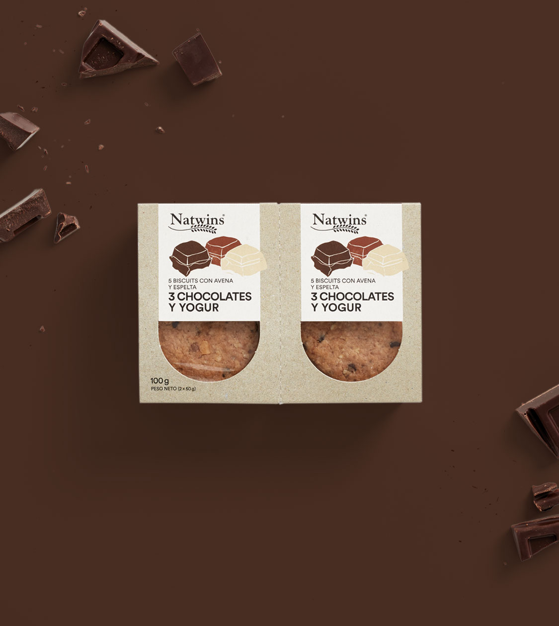 Diseño de packaging de barritas y galletas Natwins de Girofibra por Nomon Design, agencia de branding