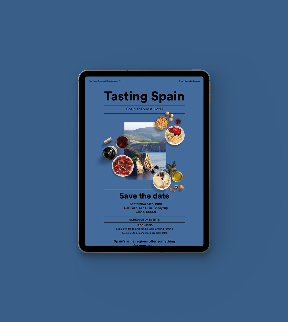 Aplicación en web de la comunicación Tasting Spain de Nomon Design, agencia de branding, para ICEX Foods & Wines.