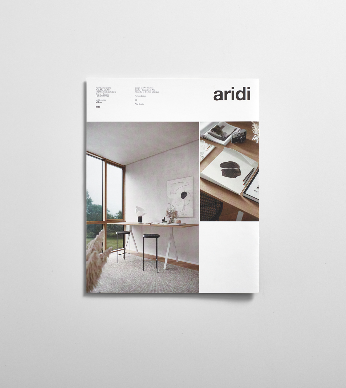 Contraportada del catálogo Delta de Aridi por Nomon Design, agencia de branding