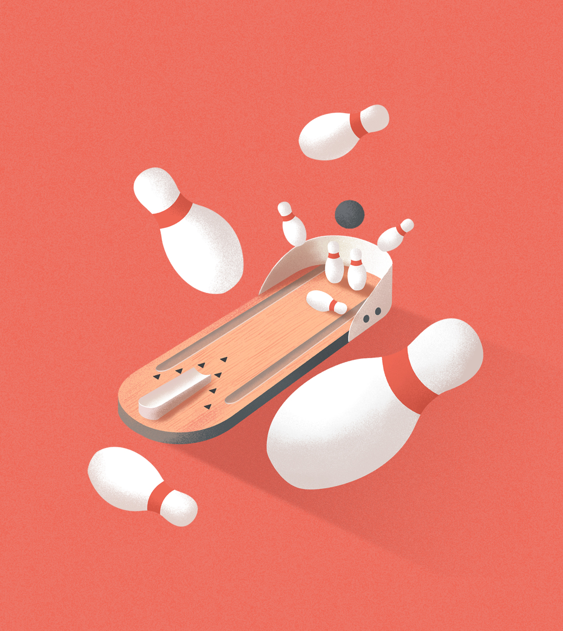 Ilustración del juego de Bolos de Not Boring Games de Miquelrius por Nomon Design, agencia de branding