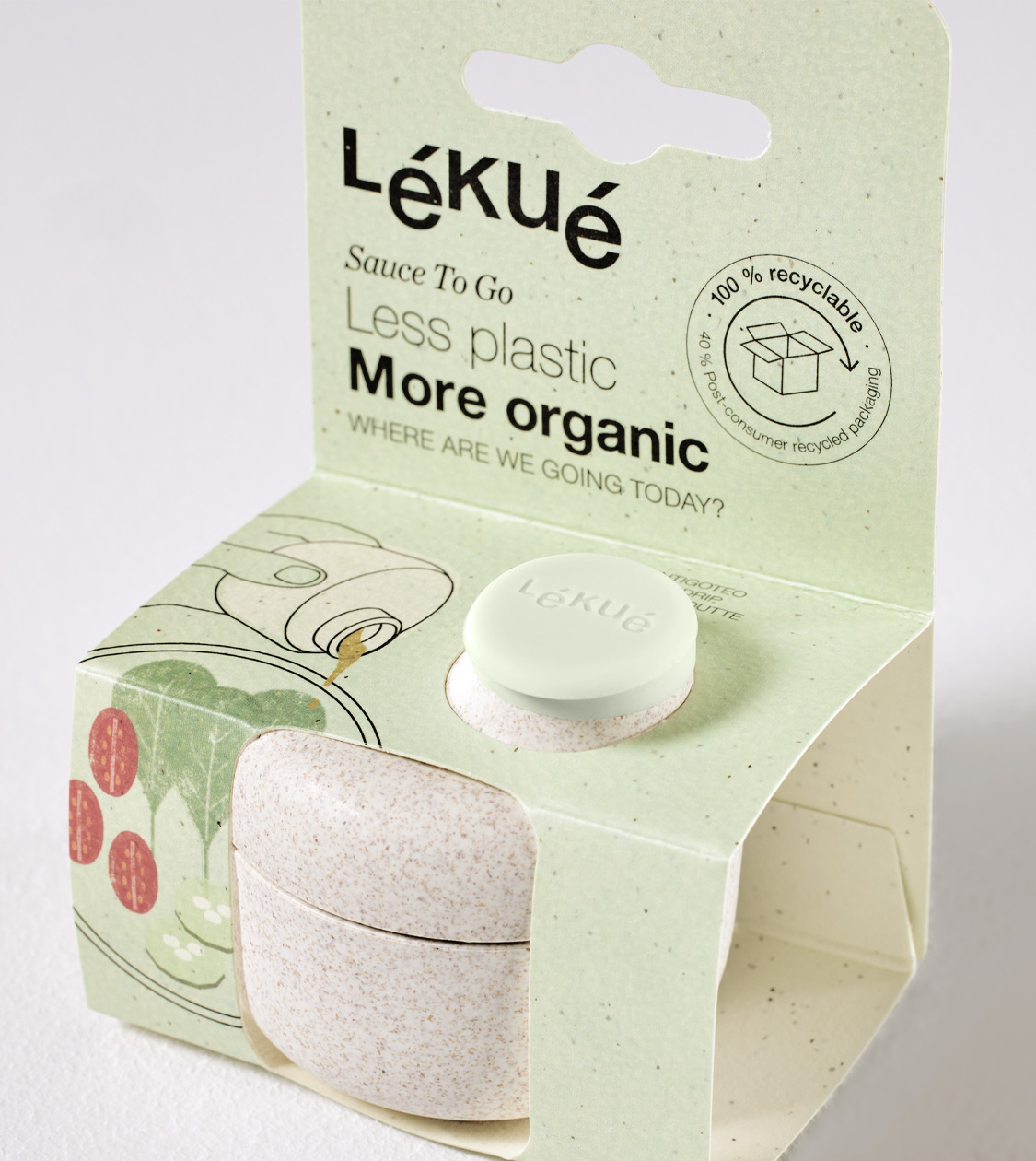 Packaging recipiente para salsas colección To Go Organic de Lékué por Nomon Design, agencia de branding