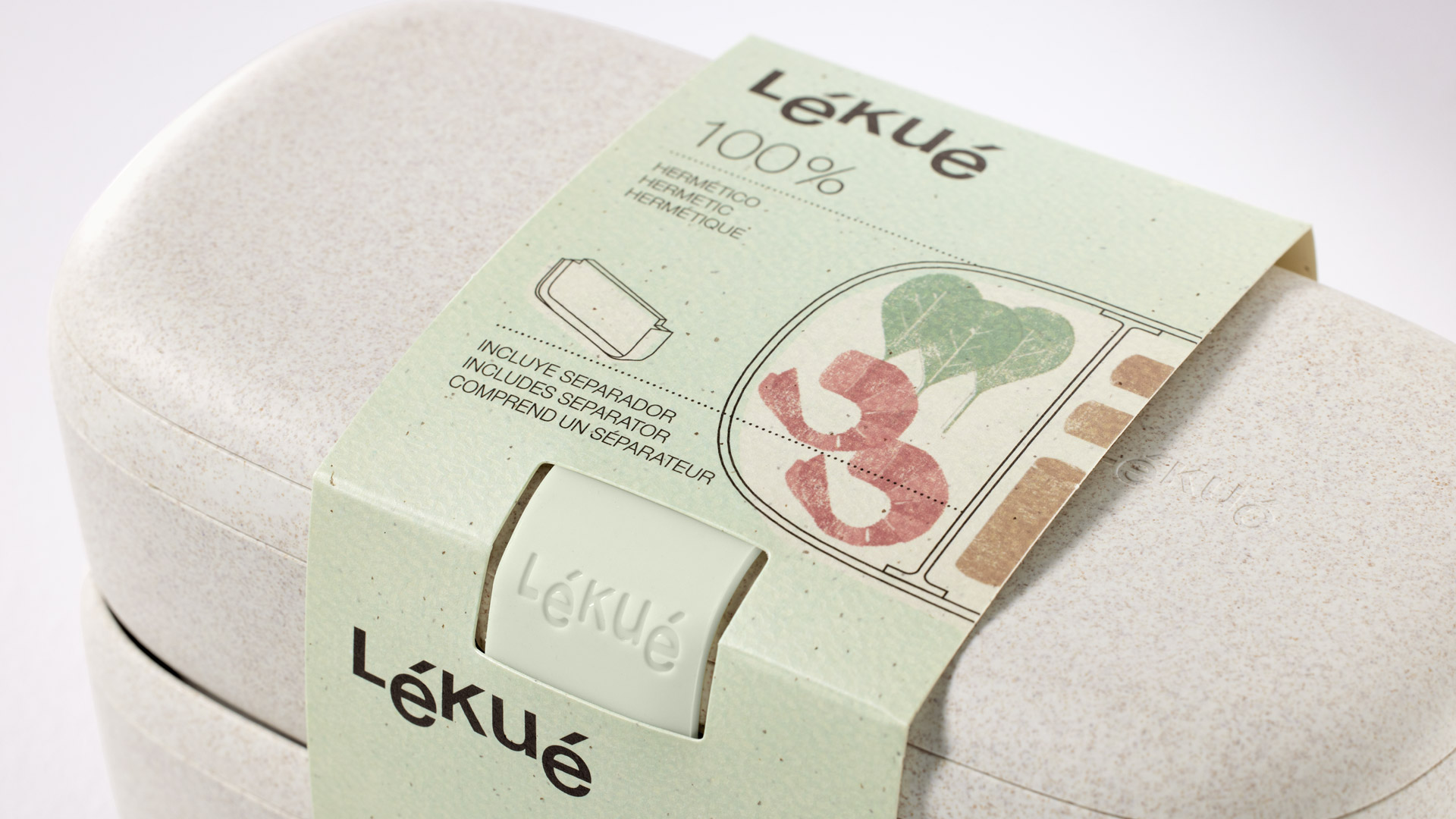 Detalle packaging Lunchbox colección To Go Organic de Lékué por Nomon Design, agencia de branding