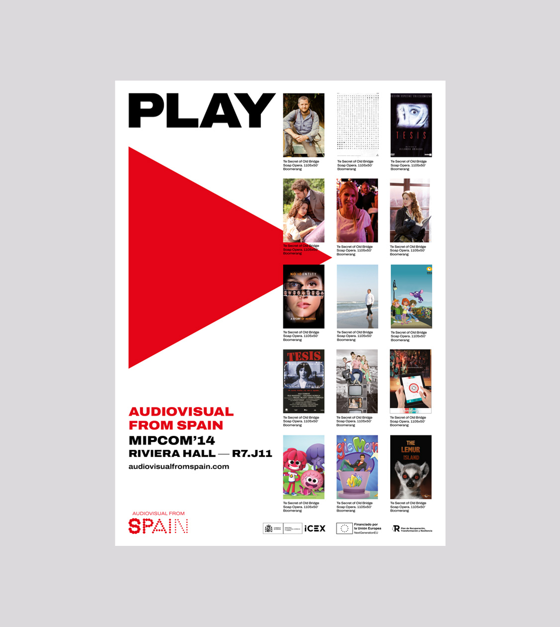 Aplicación en publicación de la imagen gráfica de Audiovisual from Spain de ICEX por Nomon Design, agencia de branding