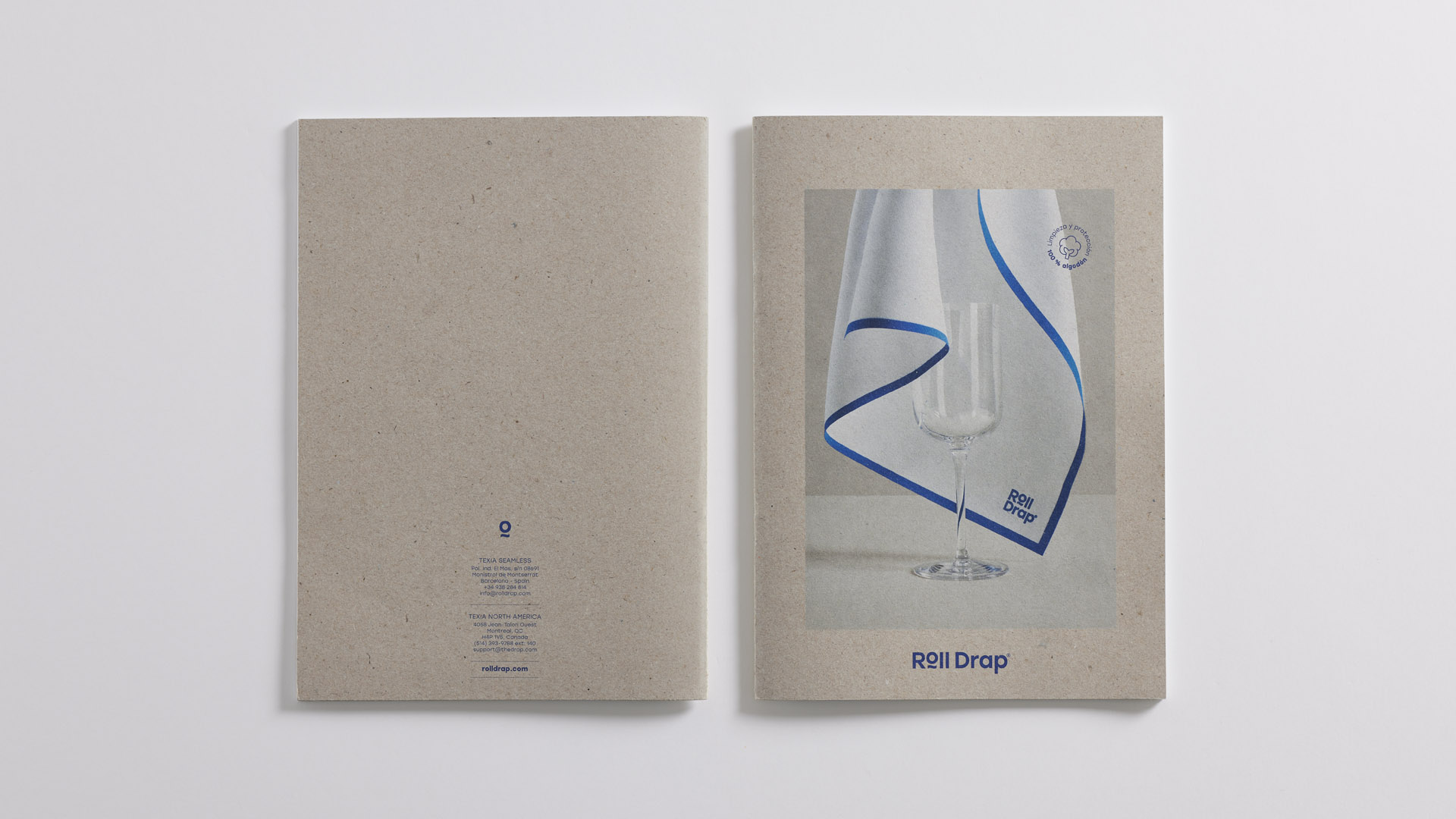 Cubiertas del catálogo de Roll Drap por Nomon Design, agencia de branding