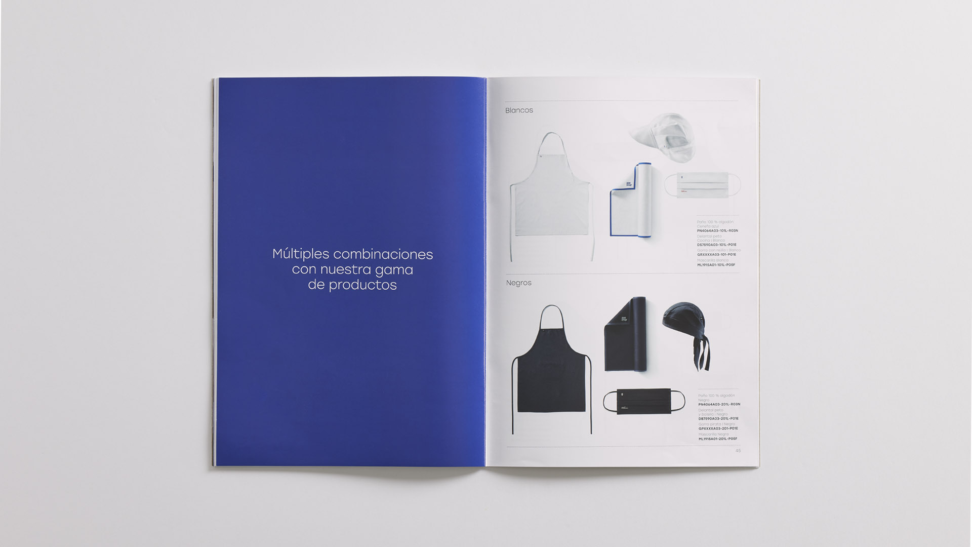 Interiores del catálogo de Roll Drap por Nomon Design, agencia de branding