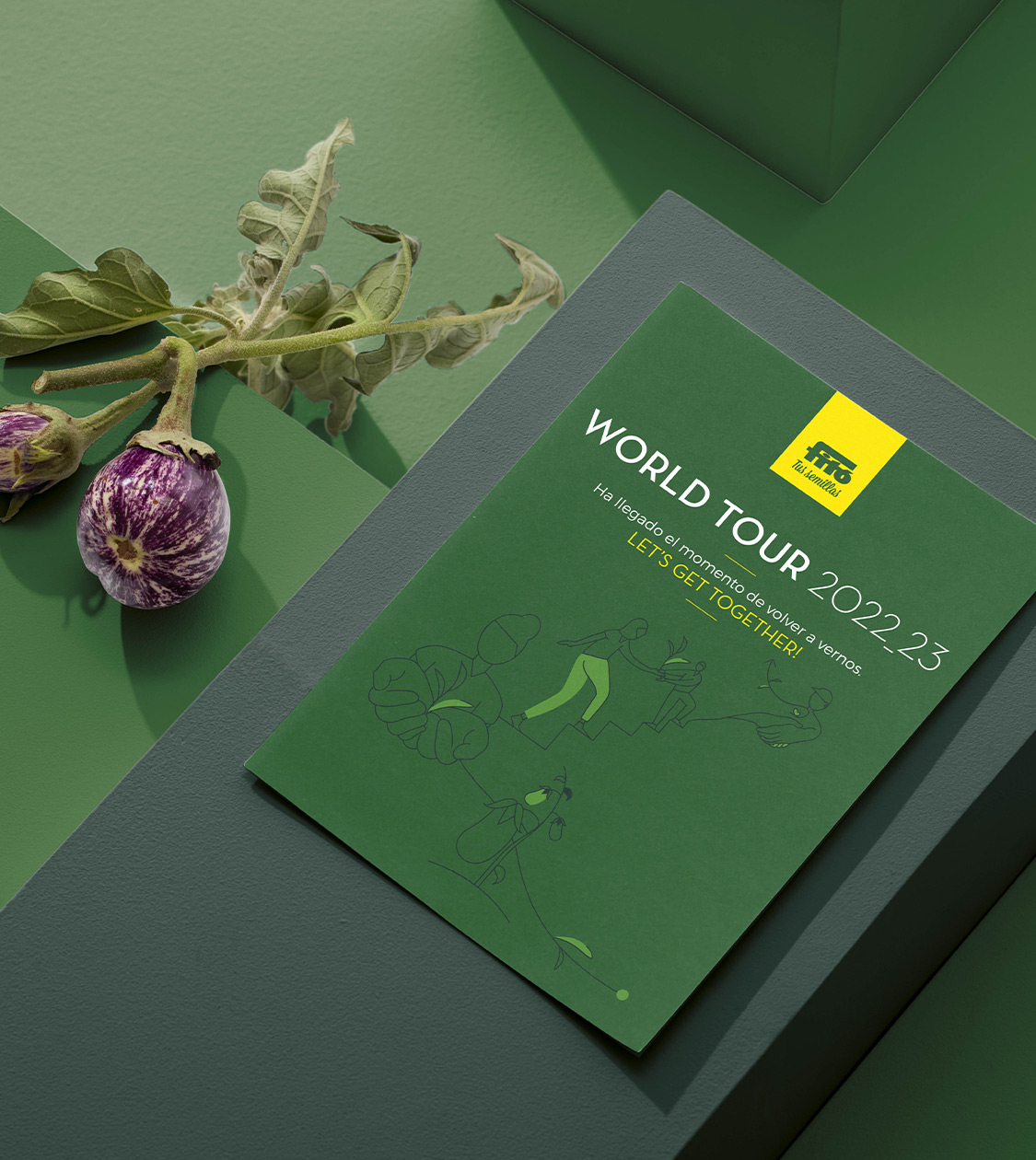 Materiales comunicación World Tour de Semillas Fitó diseñados por NOMON DESIGN agencia de branding