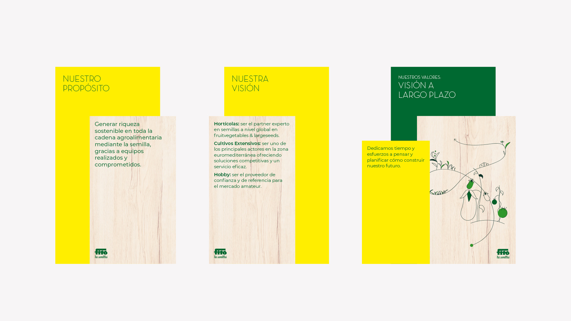 Diseño de la señalética del nuevo posicionamiento de Semillas Fitó por NOMON DESIGN, agencia de branding