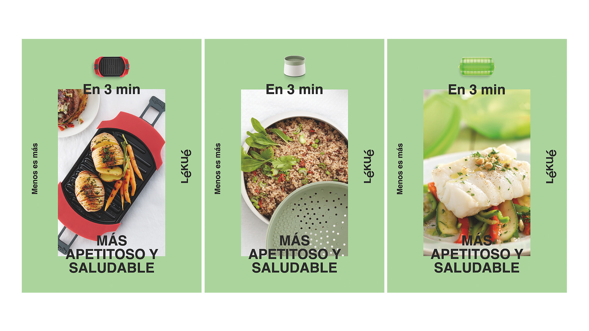 Gráficas para soportes online de campaña «menos es más» de Lékué por Nomon Design, agencia de branding