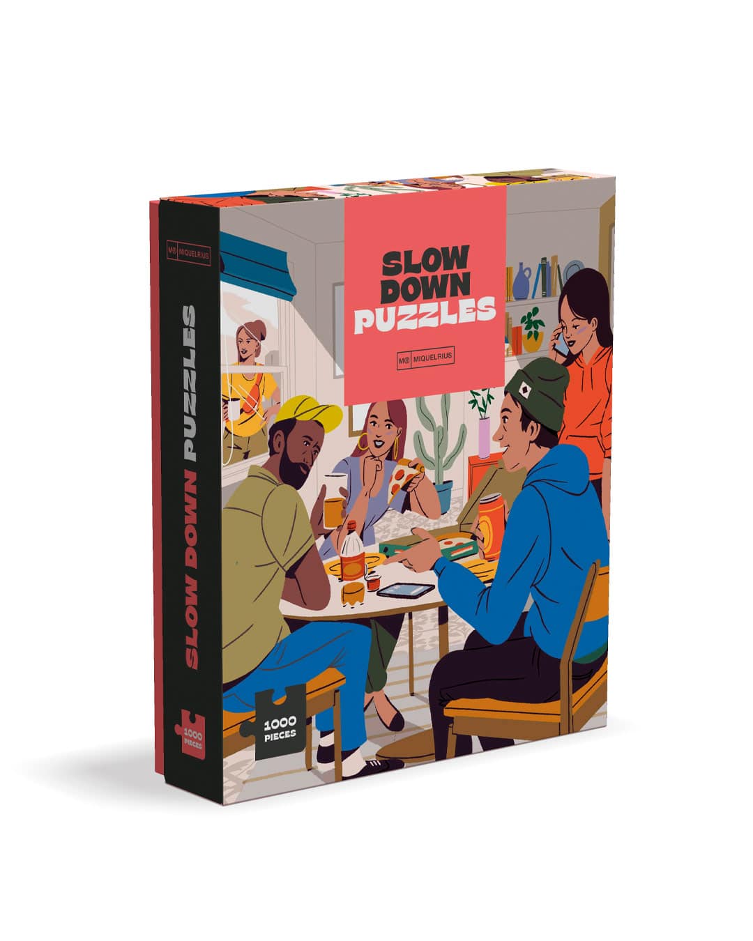 Packaging Slow Down Puzzles diseño de producto para Miquelrius por Nomon Design, agencia de branding