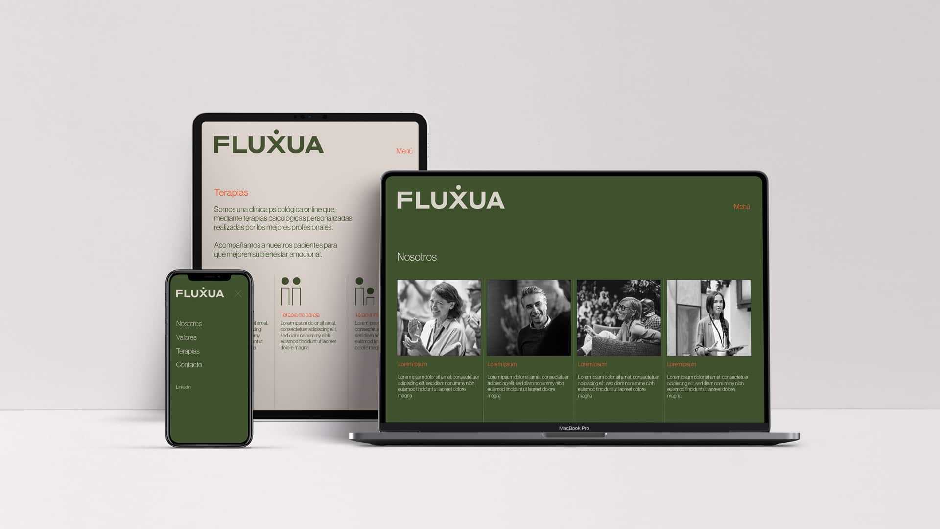 Aplicación de branding en comunicación digital de FLUXUA por NOMON DESIGN, agencia de branding