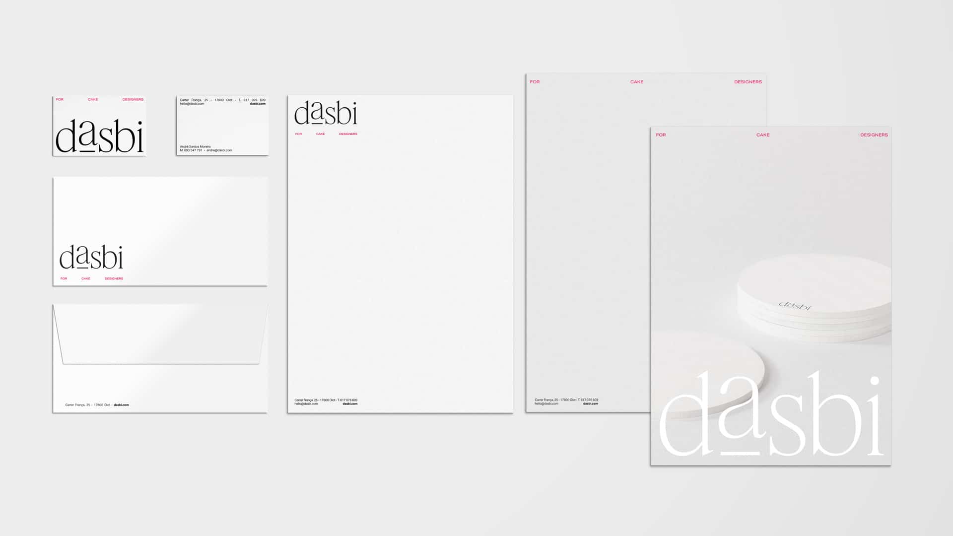 Branding aplicado en la papelería corporativa Dasbi diseñado por NOMON DESIGN, agencia de branding de Barcelona