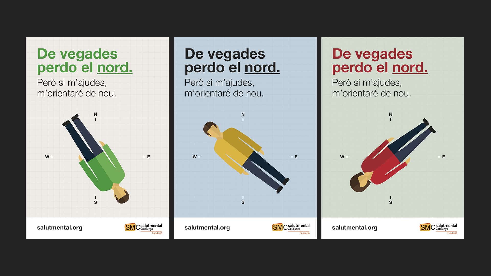 Posters de la campaña de Salut Mental Catalunya diseñados por Nomon Design en colaboración con el LAB Blanquerna