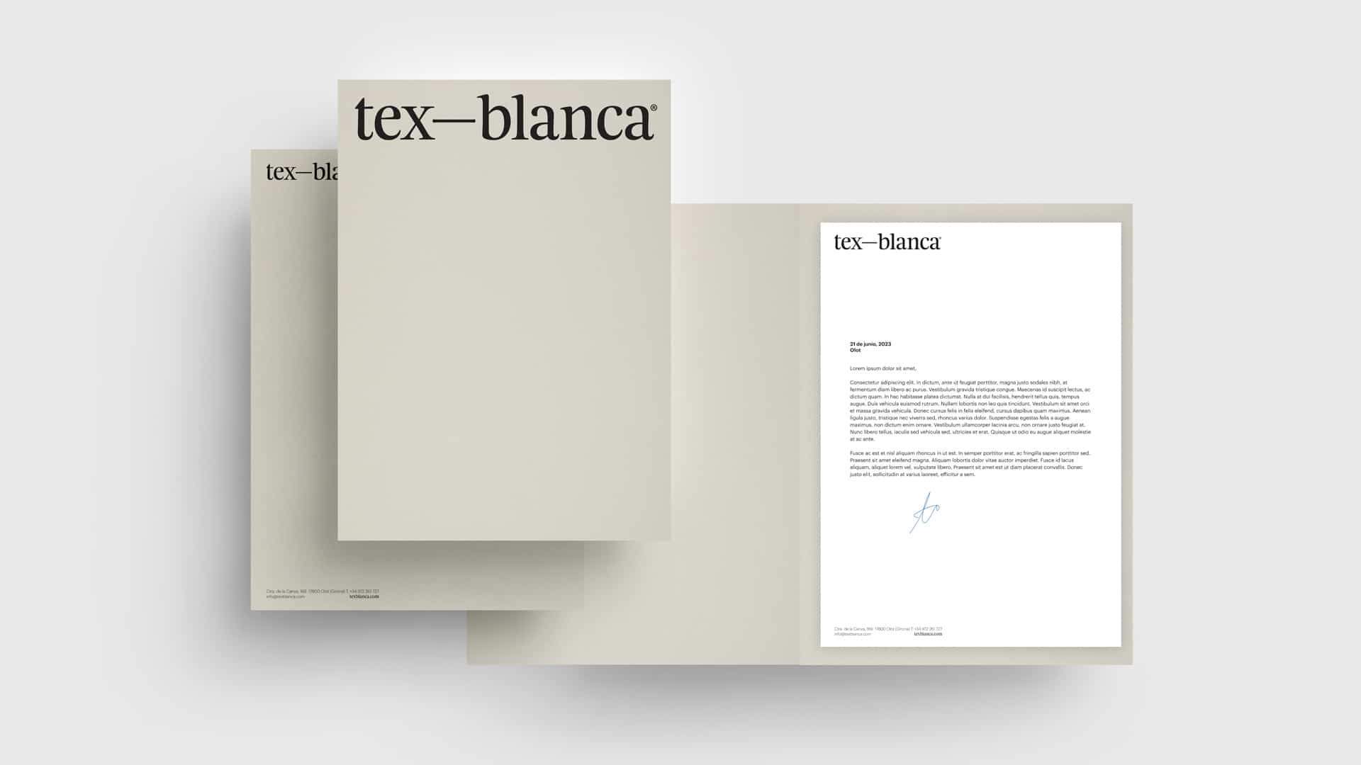 Identidad corporativa de Tex-Blanca, desarrollada por Nomon Design, agencia de branding